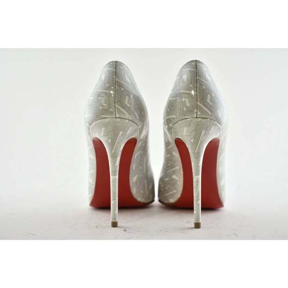 Christian Louboutin Pigalle Follies 100 Patent CL White Silver Heel Pump 40.5 - Picture 11 of 12